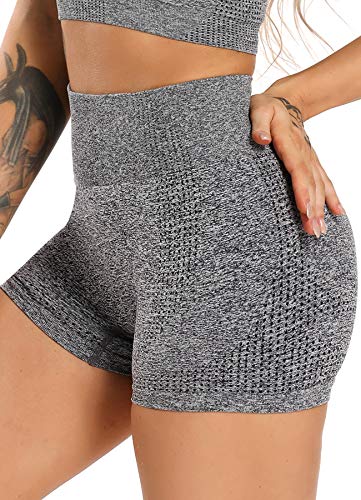 INSTINNCT Damen Nahtlose Shorts Kurz Leggings Hohe Taille mit Bauchkontrolle Sportshorts Grau-1 M von INSTINNCT