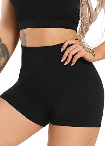 INSTINNCT Damen Nahtlose Shorts Kurz Leggings Hohe Taille mit Bauchkontrolle Sportshorts Schwarz-1 L von INSTINNCT