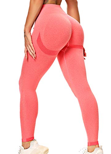 INSTINNCT Damen Yoga Lange Leggings Slim Fit Fitnesshose Sporthosen Lächeln Stil(gerafft) - Rosa M von INSTINNCT