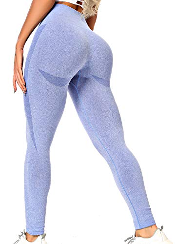 INSTINNCT Damen Scrunch Butt Leggings Booty Lifting Laufhose Sportstrumpfhosen Po Push Up Tights Yoga Pants Fitnesshose Yogahose Jogging Running Workout Training Gym Fitness Hellblau L von INSTINNCT