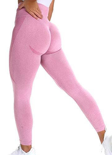 INSTINNCT Damen Scrunch Butt Leggings Booty Lifting Laufhose Sportstrumpfhosen Po Push Up Tights Yoga Pants Fitnesshose Yogahose Jogging Running Workout Training Gym Fitness Hellrosa L von INSTINNCT