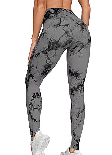 INSTINNCT Damen Scrunch Butt Leggings Booty Lifting Laufhose Sportstrumpfhosen Po Push Up Tights Yoga Pants Fitnesshose Yogahose Jogging Running Workout Training Gym Fitness Schwarz Mix Grau L von INSTINNCT