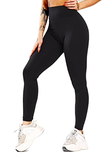 INSTINNCT Damen Scrunch Leggings mit Hohem Bund Elastische Blickdichte Tights Booty Bomb Freizeithosen Skinny Jeggings Stretch Hosen Booty - Schwarz 2XL von INSTINNCT