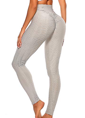 INSTINNCT Damen Hohe Taille Leggings Scrunch Butt Sportleggings Slim Booty Push Up Lange Hose mit Bauchkontrolle #1 Grau M von INSTINNCT