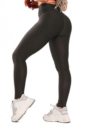 INSTINNCT Damen Hohe Taille Leggings Scrunch Butt Sportleggings Slim Booty Push Up Lange Hose mit Bauchkontrolle #2 Schwarz M von INSTINNCT