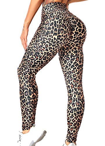 INSTINNCT Damen Slim Fit Hohe Taille Sportshort Lange Leggings mit Bauchkontrolle Booty Stil - Leopard-Optik S von INSTINNCT