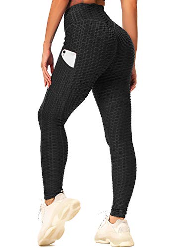 INSTINNCT Damen Slim Fit Hohe Taille Sportshort Lange Leggings mit Bauchkontrolle Booty Stil mit Taschen - Schwarz L von INSTINNCT