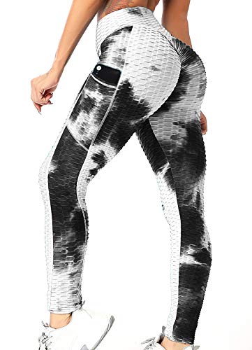 INSTINNCT Damen Slim Fit Hohe Taille Sportshort Lange Leggings mit Bauchkontrolle Booty Stil mit Taschen - Schwarz Mix Weiß S von INSTINNCT