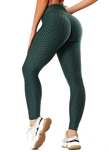 INSTINNCT Damen Hohe Taille Leggings Scrunch Butt Sportleggings Slim Booty Push Up Lange Hose mit Bauchkontrolle Dunkelgrün XS von INSTINNCT