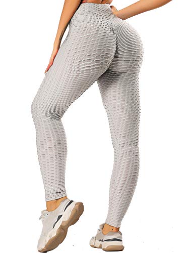 INSTINNCT Damen Hohe Taille Leggings Scrunch Butt Sportleggings Slim Booty Push Up Lange Hose mit Bauchkontrolle Grau 2XL von INSTINNCT