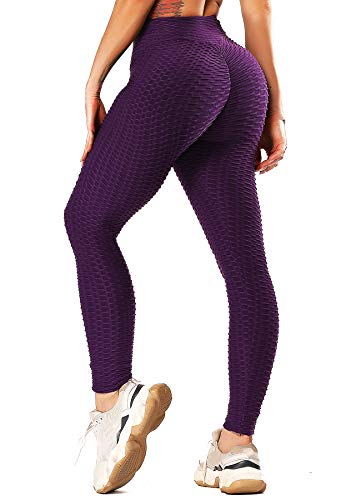 INSTINNCT Damen Hohe Taille Leggings Scrunch Butt Sportleggings Slim Booty Push Up Lange Hose mit Bauchkontrolle Lila XS von INSTINNCT