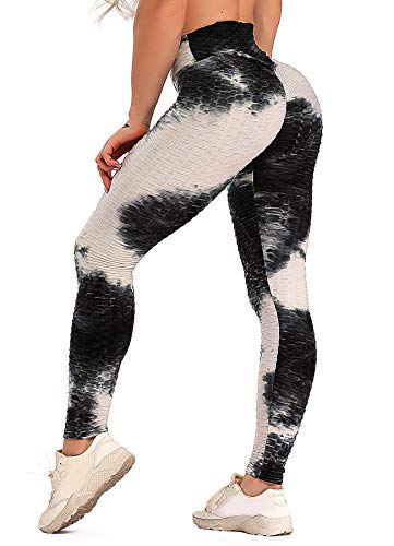 INSTINNCT Damen Hohe Taille Leggings Scrunch Butt Sportleggings Slim Booty Push Up Lange Hose mit Bauchkontrolle Schwarz-weiß L von INSTINNCT