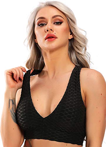 INSTINNCT Damen Sport BH ohne Bügel Gepolstert Yoga Bra Kreuz Rücken Sport Bustier Top für Jogging Fitness Schwarz Large von INSTINNCT