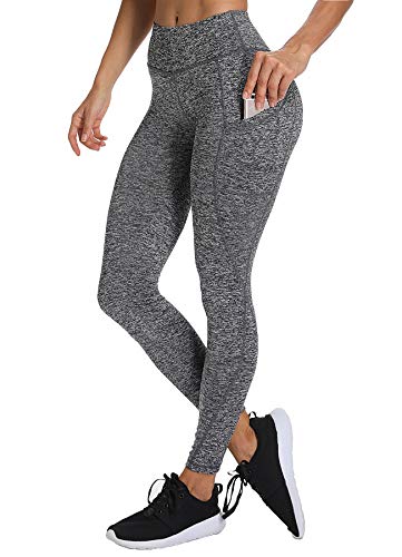 INSTINNCT Damen Sport Hohe Taille Leggings mit Taschen Yogahose Sporthose Laufhose Training Tights Grau M von INSTINNCT