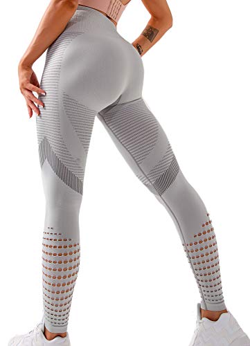 INSTINNCT Damen Sport Nahtlose Blickdicht Leggings Kompressions Yoga Fitnesshose Sporthose mit Hohe Taille für Gym Workout Jogging A-Grau M von INSTINNCT