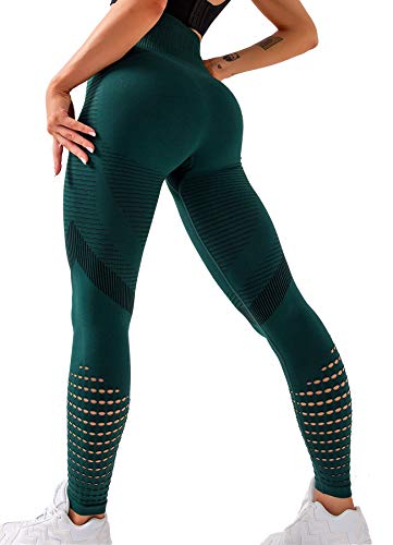 INSTINNCT Damen Sport Nahtlose Blickdicht Leggings Kompressions Yoga Fitnesshose Sporthose mit Hohe Taille für Gym Workout Jogging A-Grün M von INSTINNCT