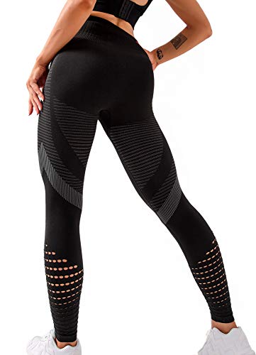 INSTINNCT Damen Sport Nahtlose Blickdicht Leggings Kompressions Yoga Fitnesshose Sporthose mit Hohe Taille für Gym Workout Jogging A-Schwarz M von INSTINNCT