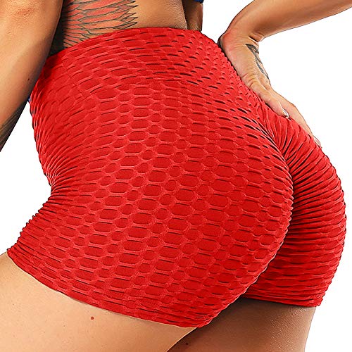 INSTINNCT Damen Sportshort Kurz Leggings Hohe Taille mit Bauchkontrolle Short A-Rot L von INSTINNCT