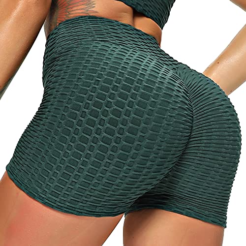 INSTINNCT Damen Sportshort Kurz Leggings Hohe Taille mit Bauchkontrolle Short A-Dunkelgrün 2XL von INSTINNCT