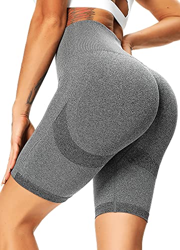 INSTINNCT Damen Sportshort Kurz Leggings Hohe Taille mit Bauchkontrolle Short A-Grau M von INSTINNCT