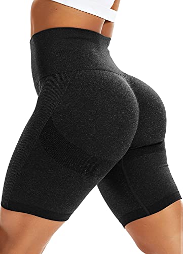 INSTINNCT Damen Sportshort Kurz Leggings Hohe Taille mit Bauchkontrolle Short A-Grau S von INSTINNCT