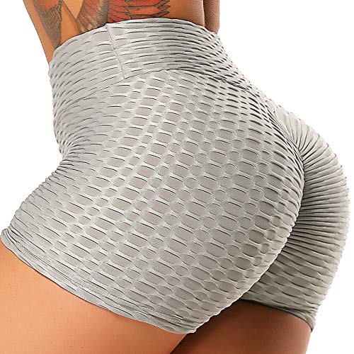 INSTINNCT Damen Sportshort Kurz Leggings Hohe Taille mit Bauchkontrolle Short A-grau XL von INSTINNCT