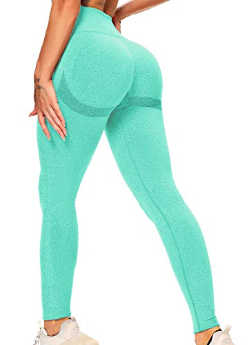 INSTINNCT Damen Yoga Lange Leggings Slim Fit Fitnesshose Sporthosen #0 Lächeln Stil(gerafft) - Kiefergrün L von INSTINNCT