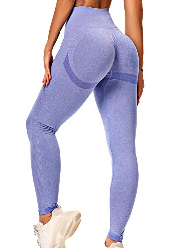 INSTINNCT Damen Yoga Lange Leggings Slim Fit Fitnesshose Sporthosen #0 Lächeln Stil(gerafft) - Luftblau XS von INSTINNCT