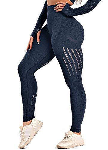 INSTINNCT Damen Yoga Lange Leggings Slim Fit Fitnesshose Sporthosen #3 Laser Stil - Dunkelblau S von INSTINNCT