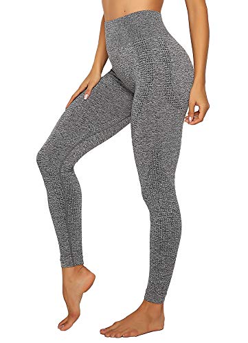 INSTINNCT Damen Gestreifte Nahtlose Leggings Slim Fit Jogginghose Sporthosen Fitnesshose D-Klassische Stil - Grau XL von INSTINNCT