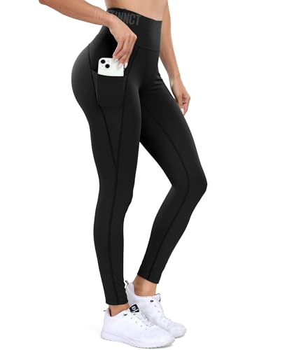 INSTINNCT Leggings Damen Sport mit Tasche, High Waist Yogahose Blickdicht Bauchweg, Sporthose für Fitness Gym Alltag, 5 Tasche - Schwarz M von INSTINNCT