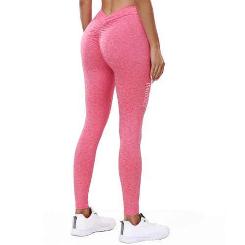 INSTINNCT V Back Leggings Damen Sport Scrunch Butt, High Waist Yogahose Nahtlose Po Push Up, für Fitness Gym Alltag, V Rücken - Rosa M von INSTINNCT