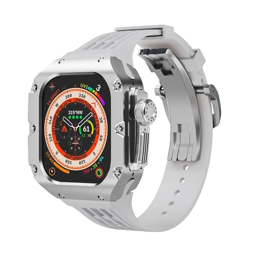 INSTR Gehäuse aus Titanlegierung mit Band-Mod-Kit für Apple Watch Ultra 2 49 mm Uhrenzubehör Herren-Armband mit Metalllünette für Iwatch Ultra(Color:B-w,Size:Ultra2) von INSTR