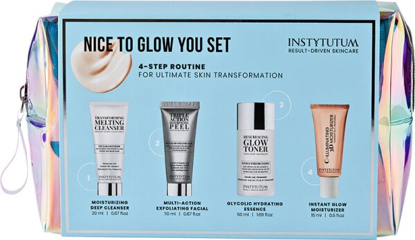 INSTYTUTUM Flawless Glow Kit Melting Cleanser 20ml, Resurfacing Glow Toner 50ml, Resurfacing Peel 20ml, C-Illuminating 3D Moisturizer 15ml 1Stk. von INSTYTUTUM