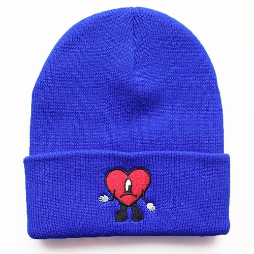 INTCHE Herbst/Winter Bad Bunny Stickerei Strickpullover Warme Beanie Mütze für Damen und Herren, blau, M/L von INTCHE