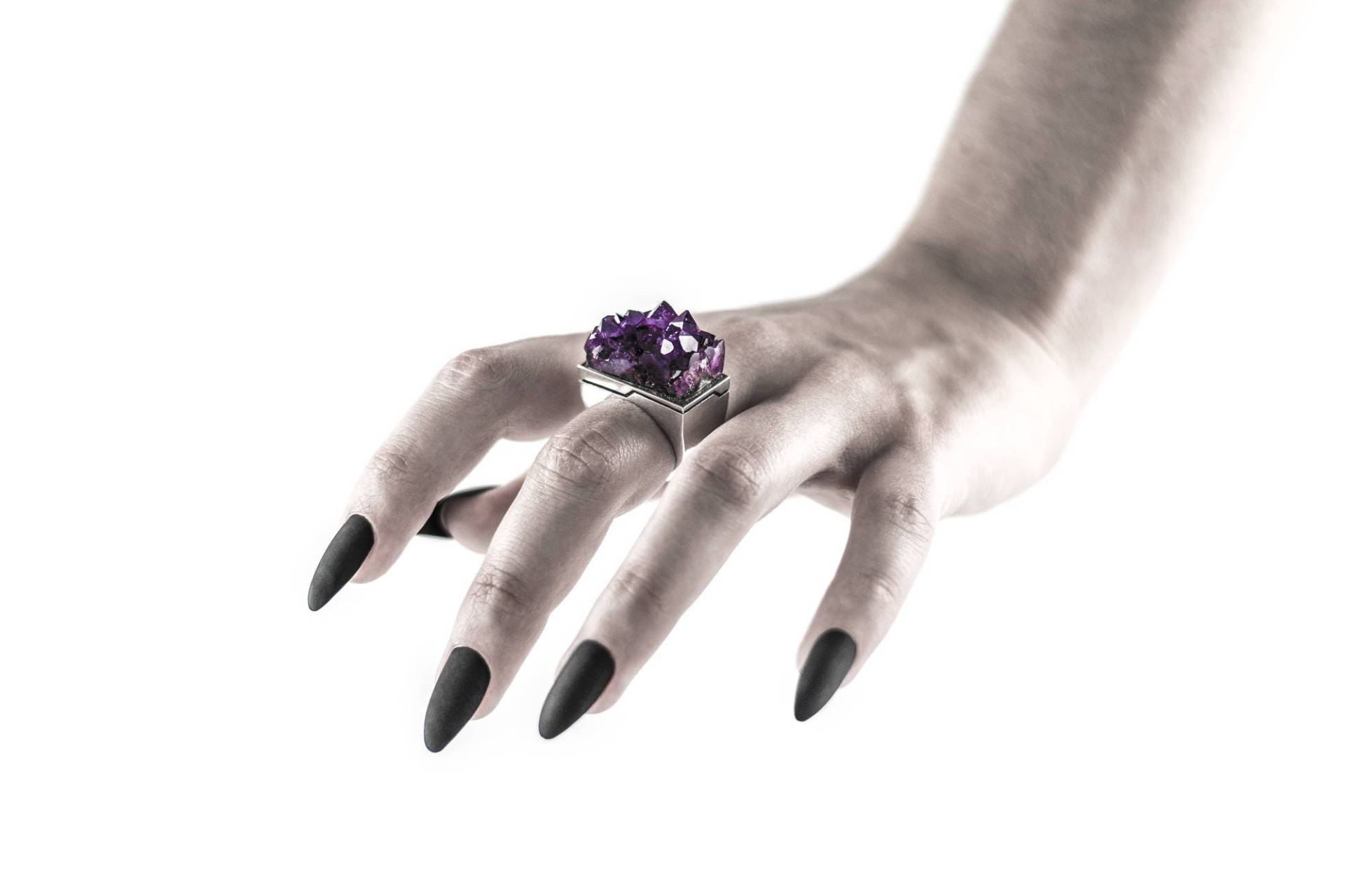 Intenebris X-Achse Amethyst Matrix/Geode Ring Aus Sterling Silber von INTENEBRISbyJS
