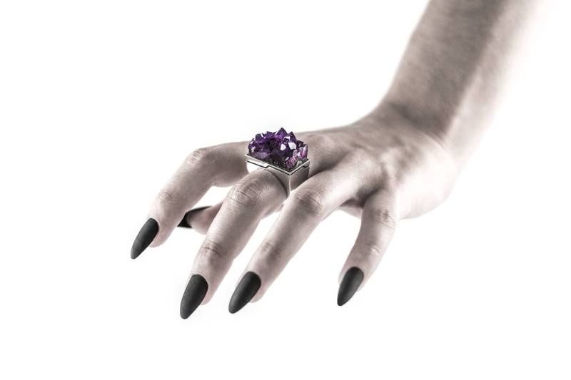 Intenebris X-Achse Amethyst Matrix/Geode Ring Aus Sterling Silber von INTENEBRISbyJS