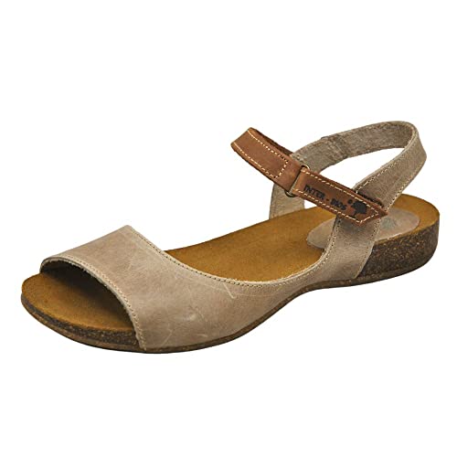 INTER-BIOS - Damen-Sandalen aus Bio-Leder, gepolstert, Klettverschluss, Modell: 4458, Farbe: BEIG/OURS, Beige Ours, 39 EU von INTER-BIOS