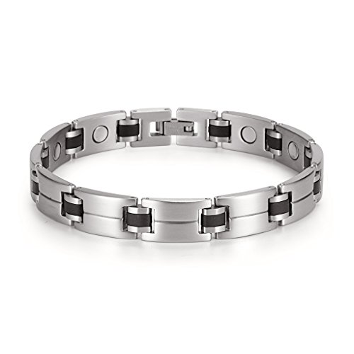 MAGNETISCHE ARMBAND MIT Klappschließe - Schwarz Silber- INTERCHARMS© von INTERCHARMS