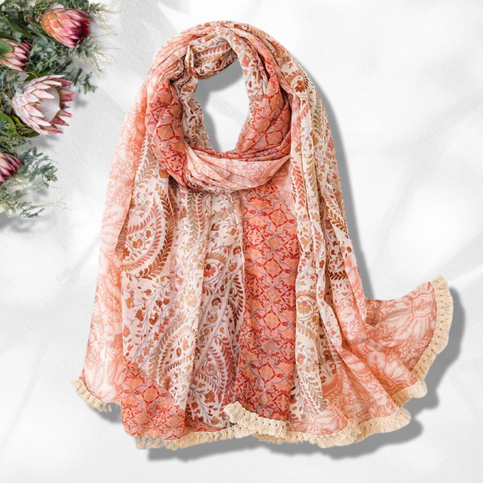 Pfirsich Schal Elfenbein Sommer Wrap Koralle Schals Weicher Frauen Handgefertigt Personalisierte Geschenk Für Muttertagsgeschenk Sie von INTHEBAGDesign