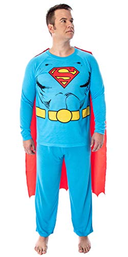 DC Comics Men's Superman Classic Superhero Costume Raglan Shirt and Pants Pajama Set with Detachable Cape (2XL) von INTIMO