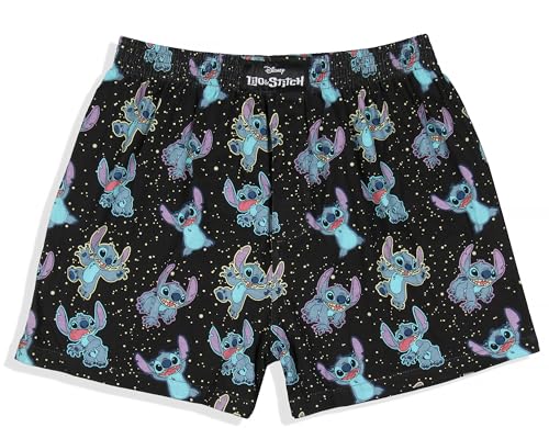 Disney Lilo And Stitch Floating In Space Herren-Boxershorts, Boxershorts, Schwarz, Medium von INTIMO