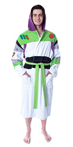 Disney Men's Toy Story Buzz Lightyear Costume Ultra-Soft Fleece Plush Hooded Robe Bathrobe (Small/Medium) von INTIMO