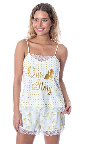 Disney Princess Women's Beauty and The Beast Our Story Lace Trim Cami and Shorts Sleepwear Pajama Set (Medium) von INTIMO