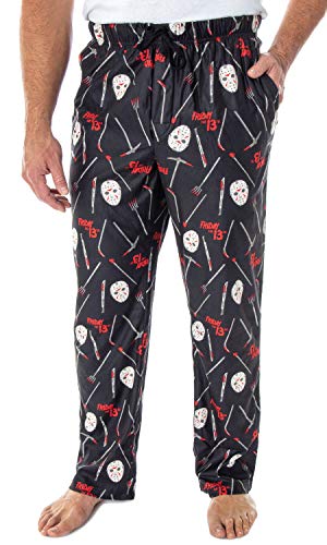 Friday The 13th Men's Jason Hockey Mask Allover Pattern Lounge Sleep Pajama Pants (2X-Large) Black von INTIMO