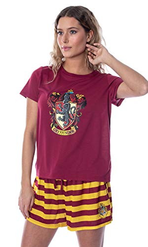 Harry Potter Damen Hogwarts Castle Shirt und Shorts Nachtw sche Pyjama Set - alle 4 H User erh ltlich, Gryffindor, L von INTIMO