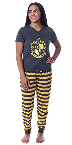 Harry Potter Hogwarts-Hauswappen-Jogging-Pyjama-Set für Damen, alle Häuser, Hufflepuff, L von INTIMO