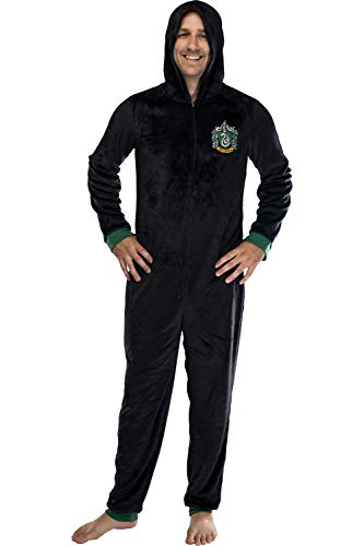 Harry Potter Herren Kapuze Einteiler Pyjama Union Anzug - Alle 4 Häuser Gryffindor, Slytherin, Ravenclaw, Hufflepuff, Slytherin, XXL/3XL von INTIMO
