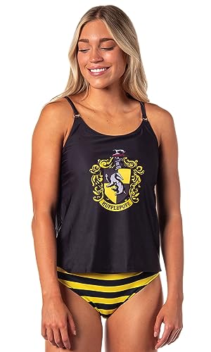 INTIMO Harry Potter Hogwarts All Houses Wappen Wizarding World Badeanzug Tankini Badeanzug, Hufflepuff, Large von INTIMO