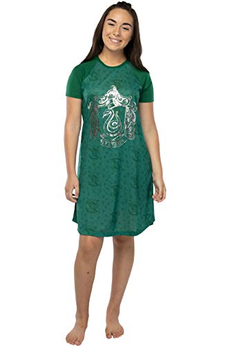 Harry Potter Juniors' Foliendruck Hogwart Houses Raglan Nachthemd - Slytherin, Gryffindor, Hufflepuff, Ravenclaw, Slytherin, X-Small von INTIMO